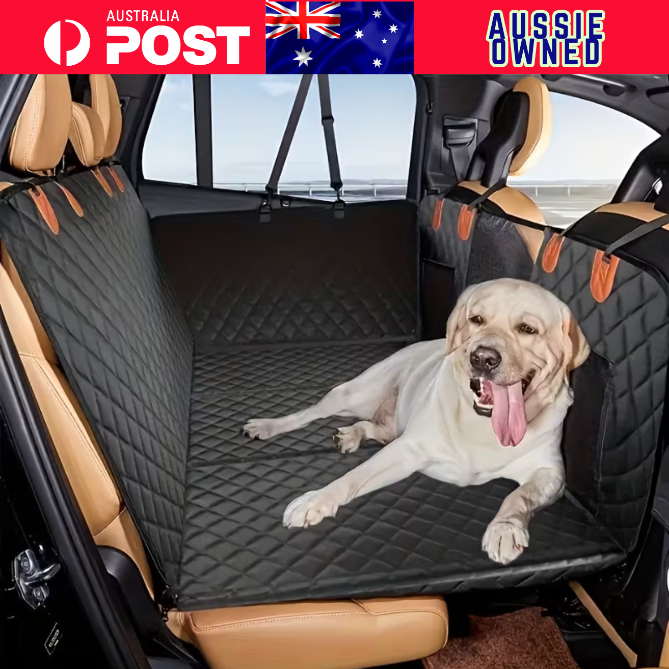 Sandy Paws™ Hard-Base Dog Back Seat Protector — Waterproof & Non-Slip